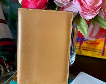 Rare Vintage Authentic HERMES France Tan Calf Leather Agenda