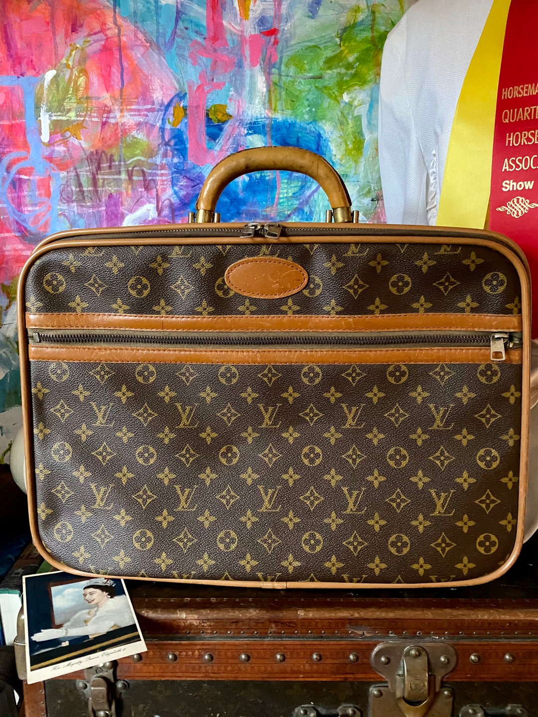 RARE Vintage FC Saks LOUIS VUITTON Petite Suitcase Keepall Luggage Travel LV