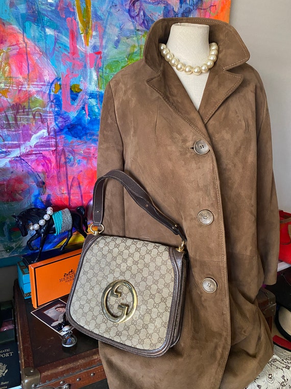 Gorgeous Retro Vintage Brown Suede Coat Designer … - image 3