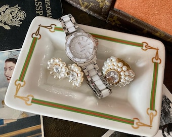 Schöne seltene Vintage GUCCI Dish Trinket Tablett Italienische Schale Schüssel Luxus Designer Home Inszenierung Decor Interior Design Accessoire Set Dekoration