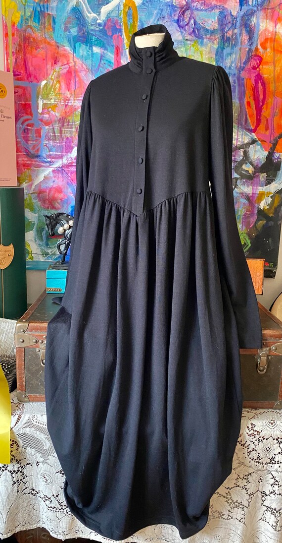 Beautiful Vintage LAURA ASHLEY Black Wool Long Rid