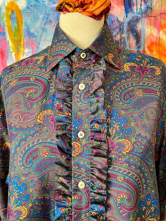 Rare Vintage BEATLES Silk FAB FOUR Shirt Blouse f… - image 2