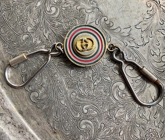 SALE Rare Auth Vintage GUCCI ENAMEL Logo Key Ring… - image 7