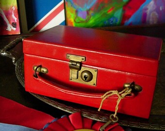 SALE Ultra Rare Vintage ASPREY Red Leather Jewelry Box Trunk