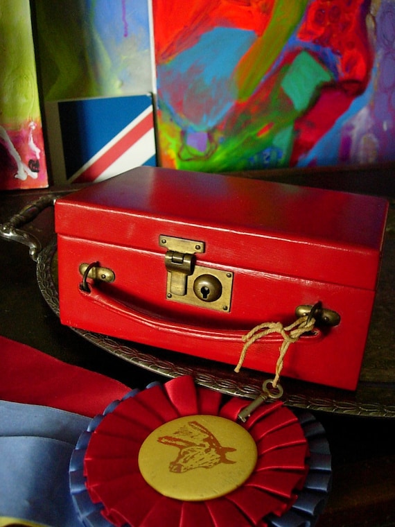SALE Ultra Rare Vintage ASPREY Red Leather Jewelry Box Trunk