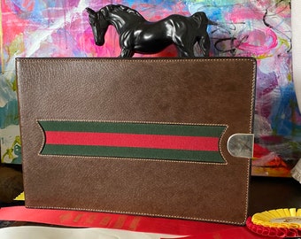 SALE Ultra Rare Vintage GUCCI Photo Album ICONIC red/green webbing Large Scale Designer Decor Set stage Decoration Gift Holiday Memories