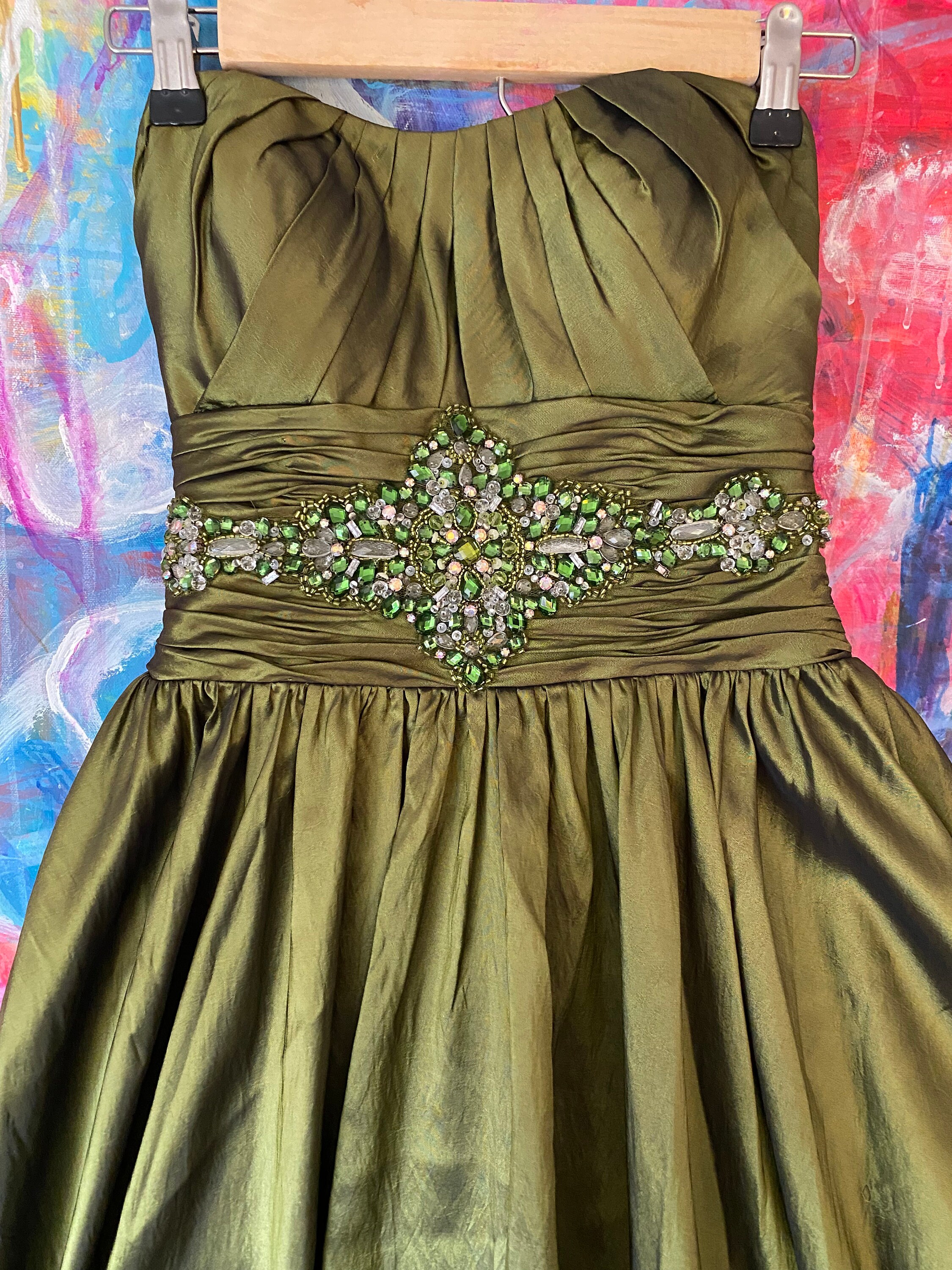 maggie sottero olive green dress Emerald Green Bridgerton Inspired Regency Dress Women