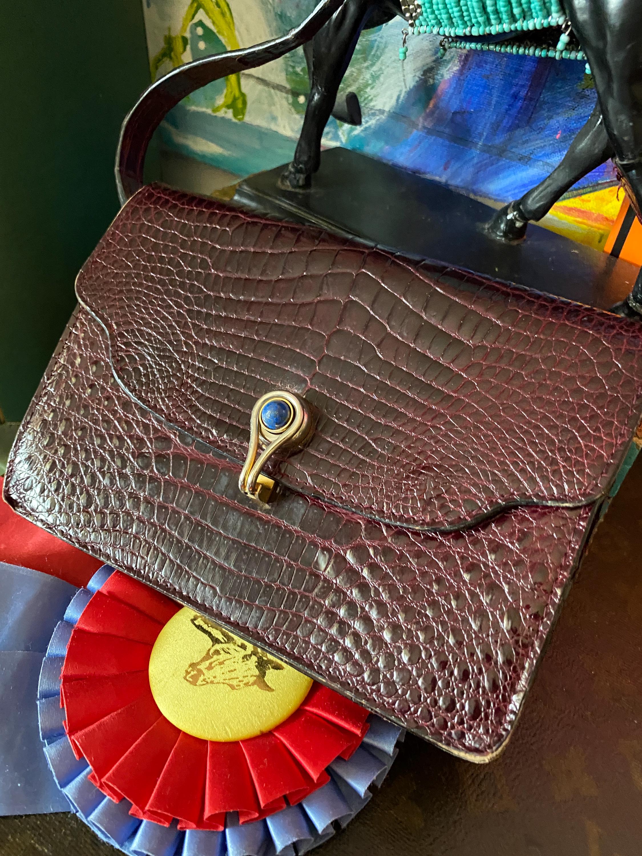 Rare Vintage GUCCI Alligator Crocodile Handbag Purse Clutch Bag