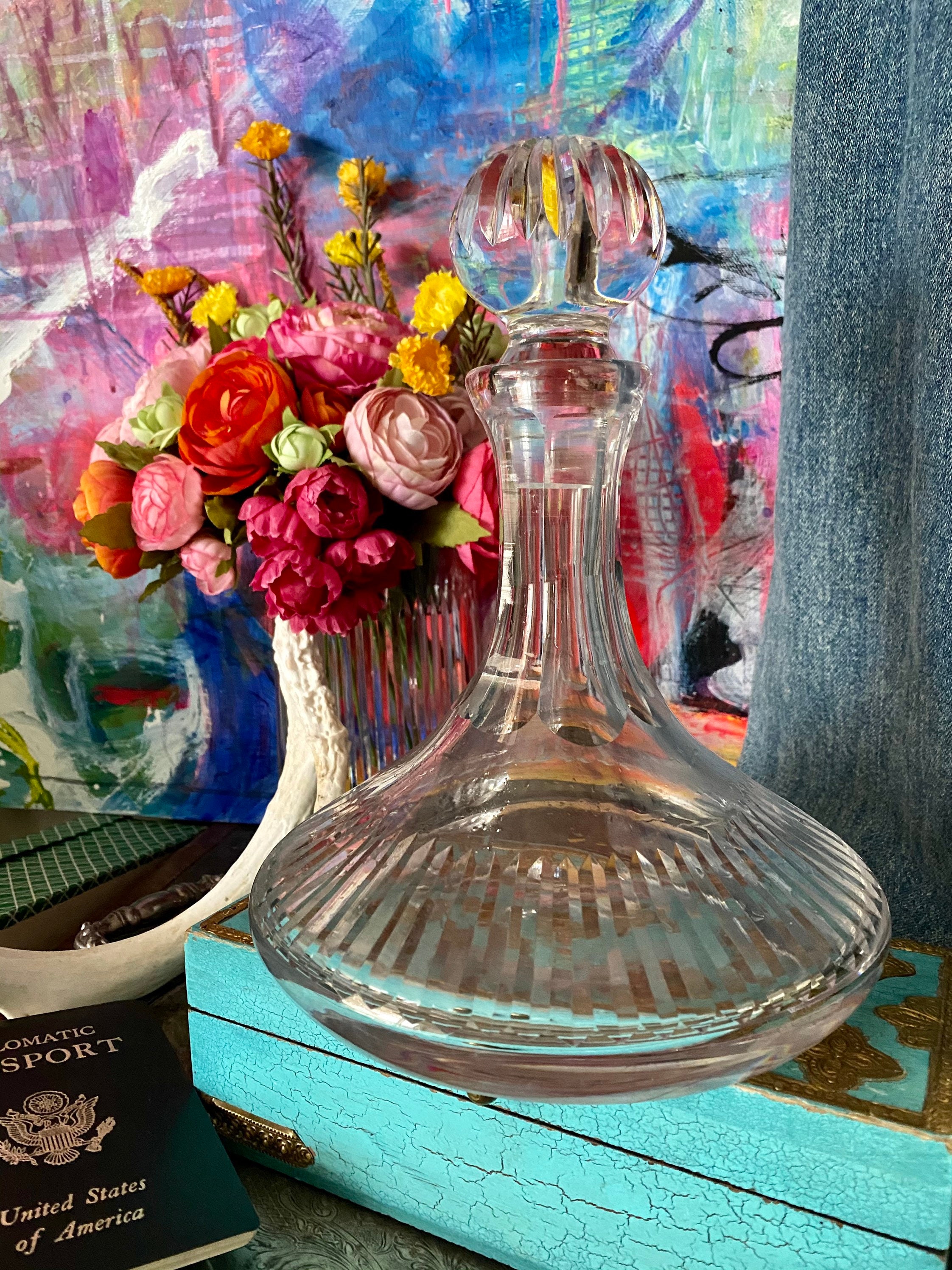 Ultra Rare Vintage GUCCI Crystal Decanter Barcart Barware Wine