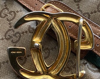 Ultra Rare Authentic GUCCI Vintage GG Gold Metal Belt BUCKLE  display picture 3