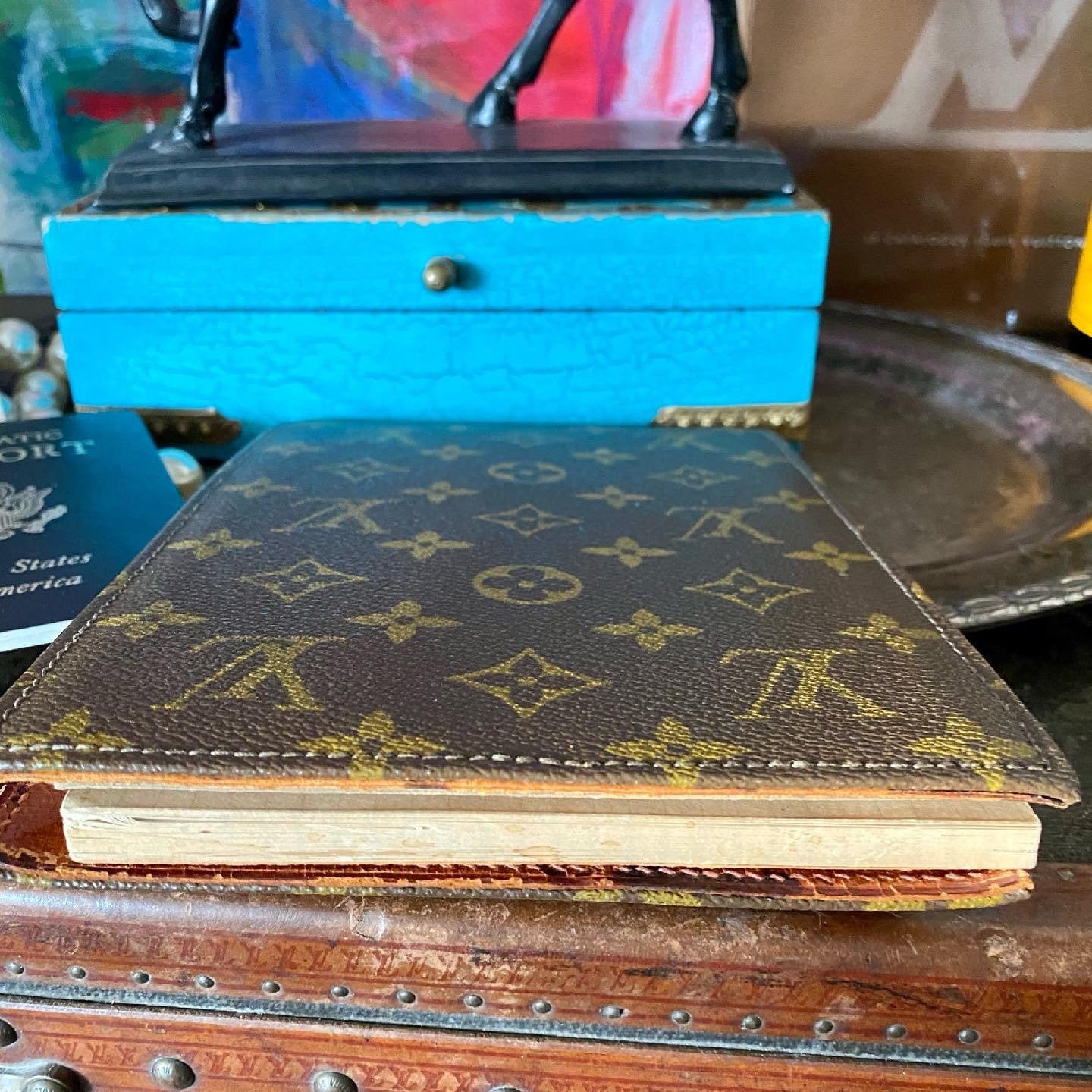 Ultra RARE Vintage Auth 1950's LOUIS VUITTON Notebook Cover Agenda Rhodia  Paper Art Book Portfolio Luxury Couture Designer Accessory