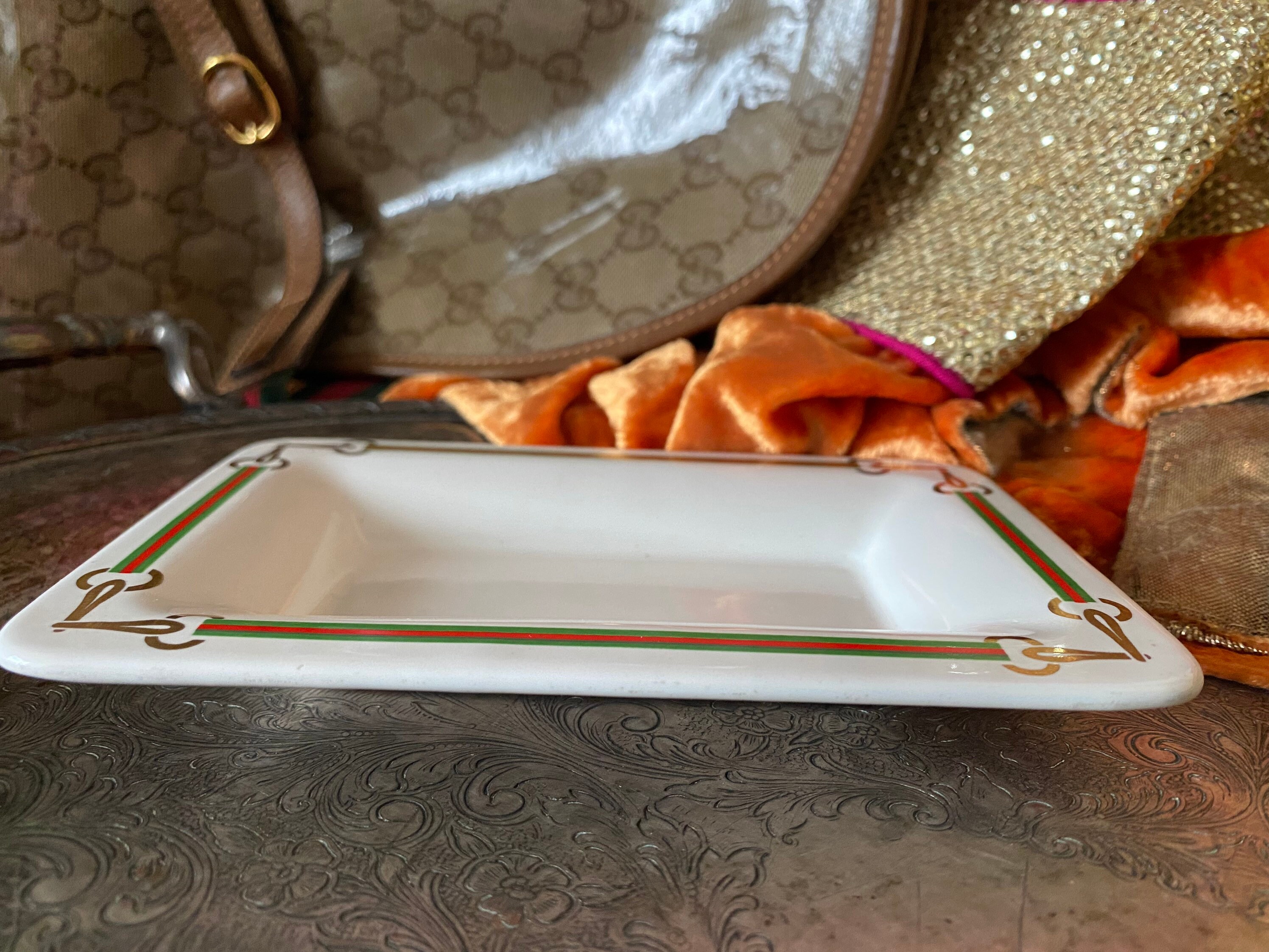 Beautiful Rare Vintage GUCCI Dish Trinket Tray Italian Dish Bowl