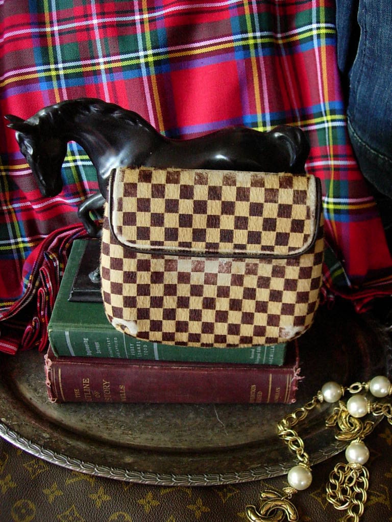Authentic LOUIS VUITTON Gazelle Damier Sauvage Pony Hair Purse Handbag  Accessory