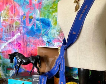 Louis Vuitton Vintage Blue with Brown Logo Thick Ribbon s-l1200.jpg main image 4