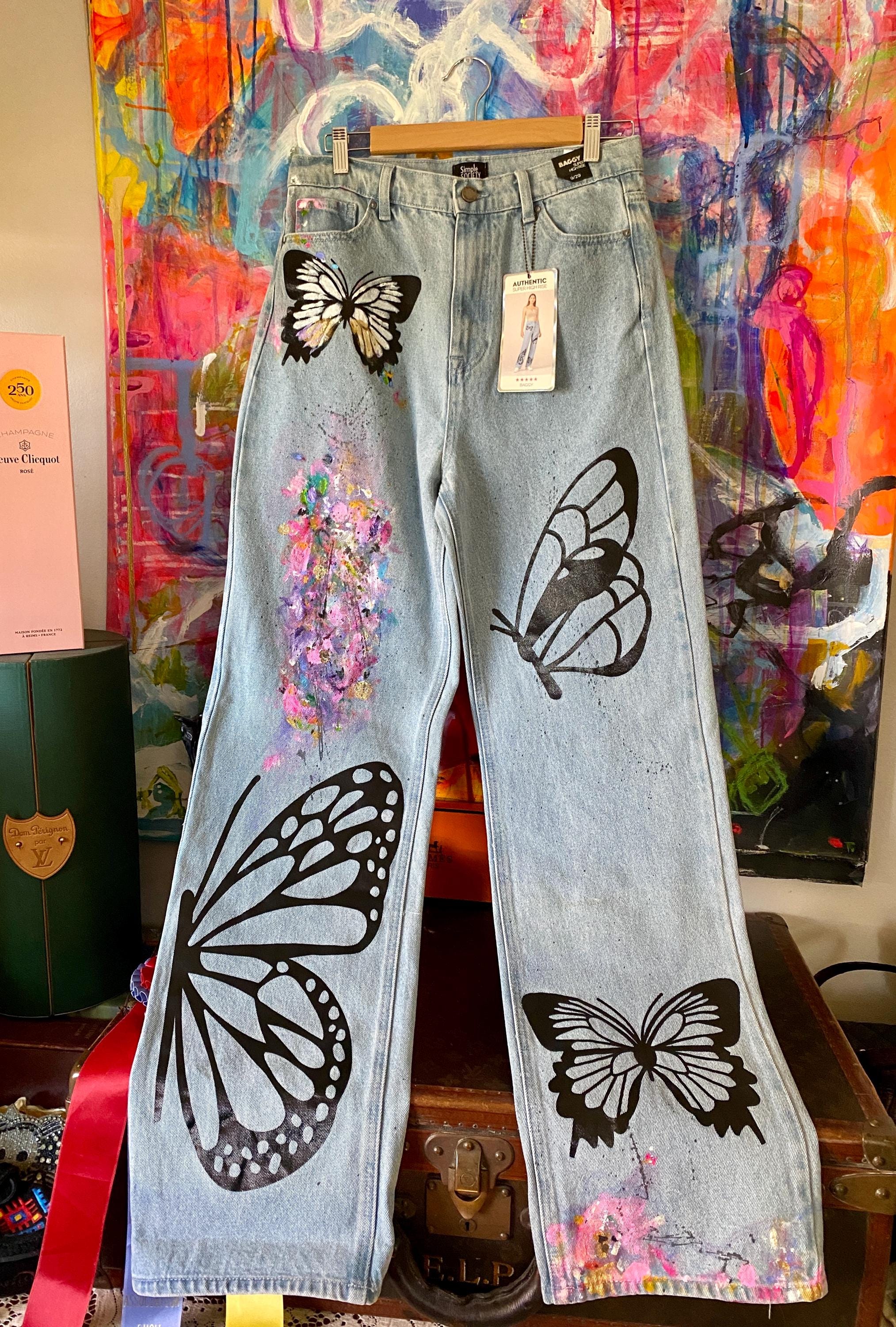 Butterfly Painted Jeans