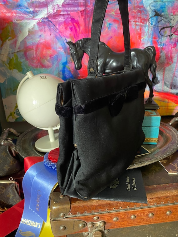 Rare Vintage GUCCI Black Silk Bow Evening Bag Purse Holiday 