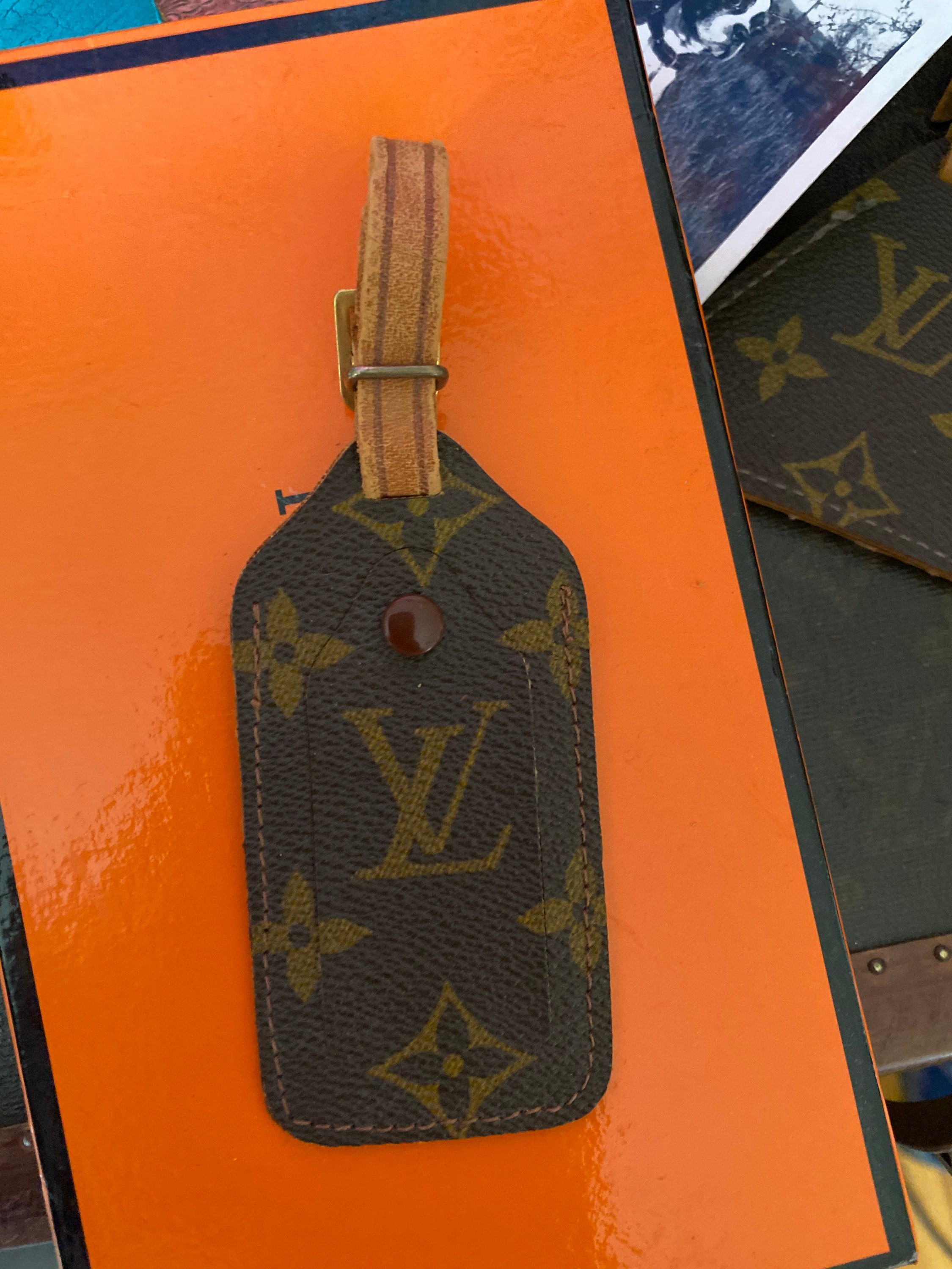 Ultra Rare Vintage LOUIS VUITTON Monogram Luggage Tag - Etsy RARE Louis Vuitton Monogram Eclipse Reverse Luggage Tag main image 0