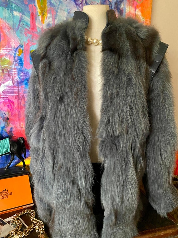 Gorgeous Vintage Blue Fox Fur Ladies Jacket COAT L
