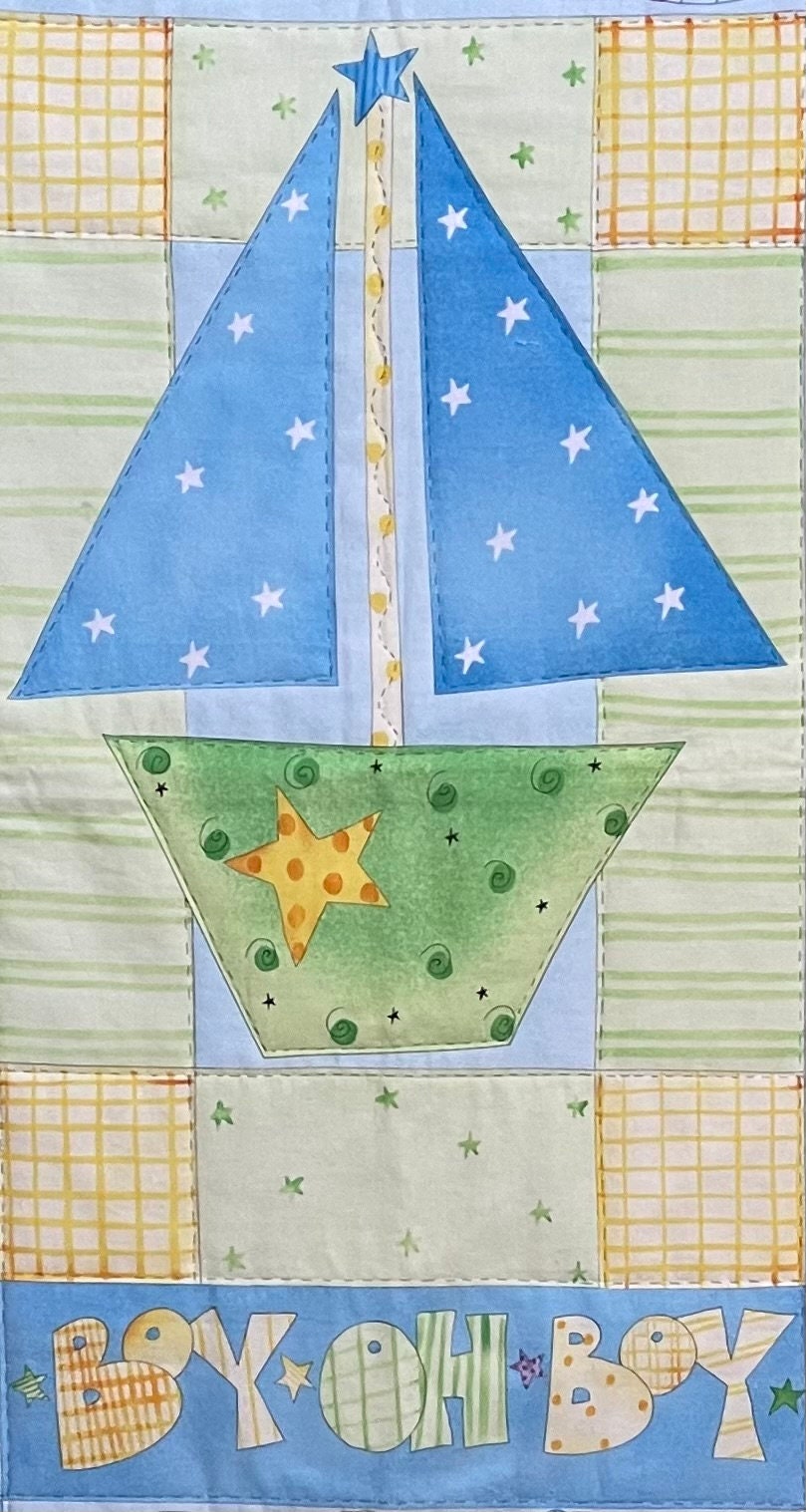 Baby Boy Panel Cotton Fabric Quilt Boy Oh Boy Etsy