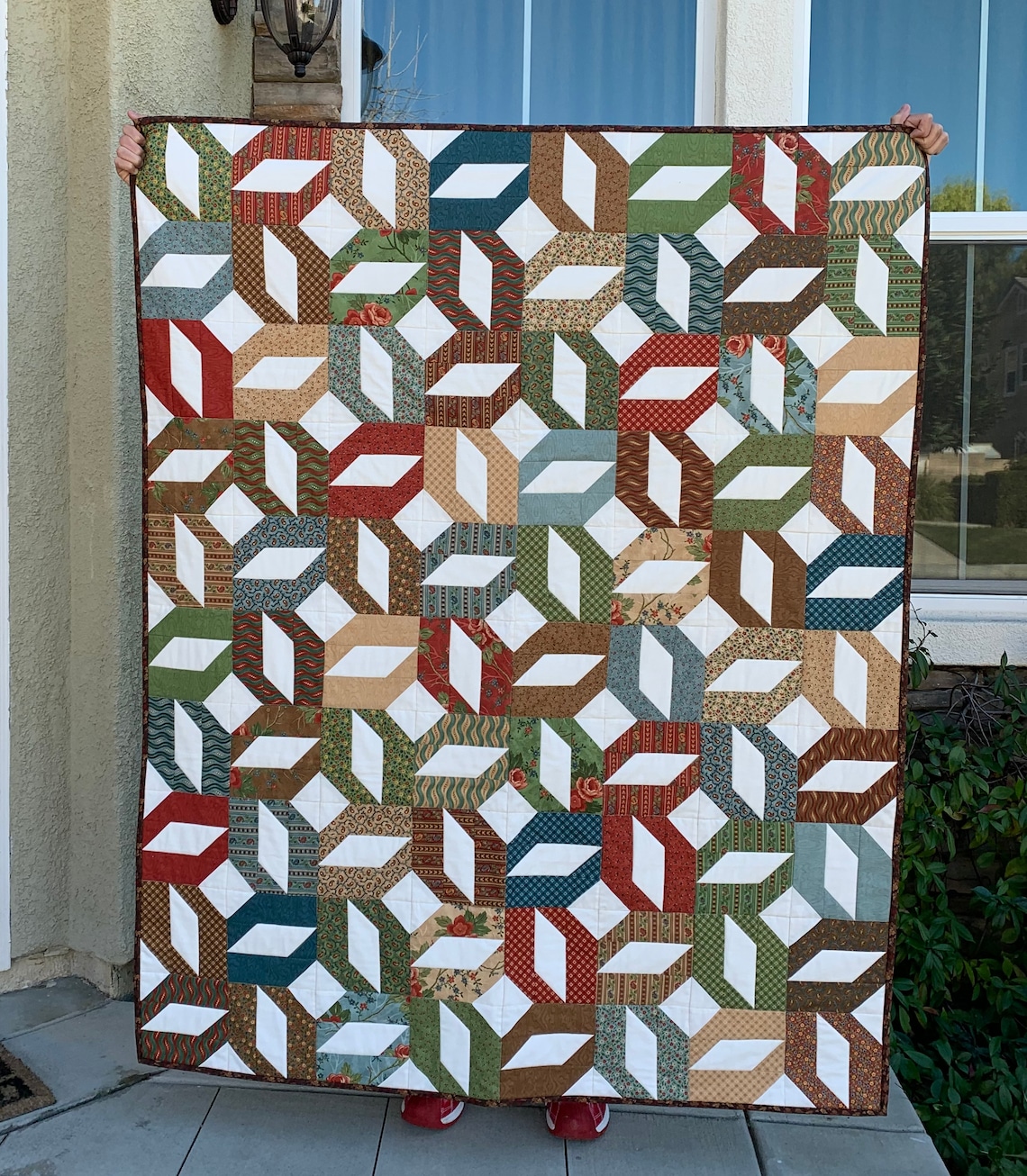Quilt Geometric Pattern Contemporary Fabrics Etsy Nederland