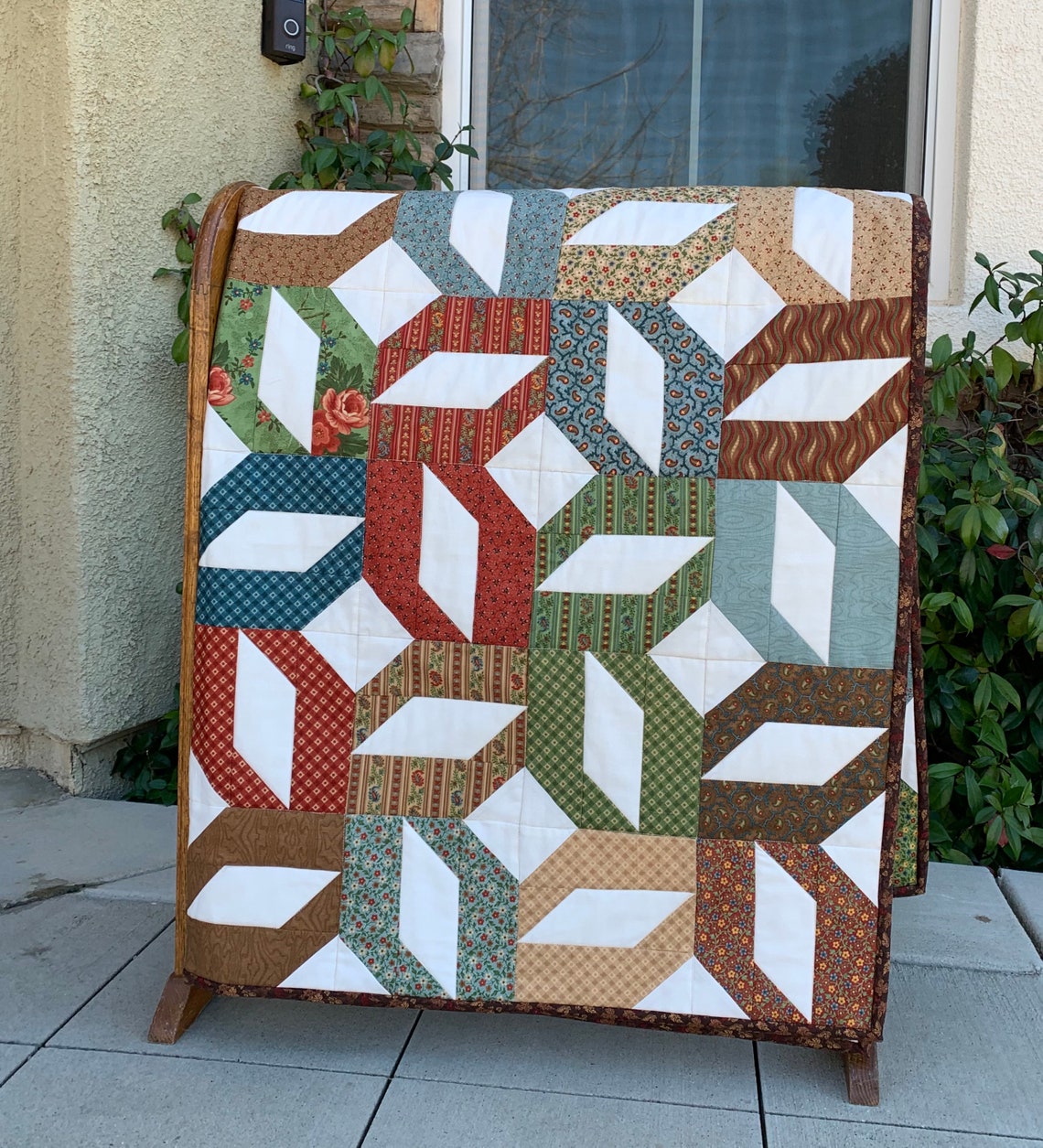 Quilt Geometric Pattern Contemporary Fabrics Etsy Nederland