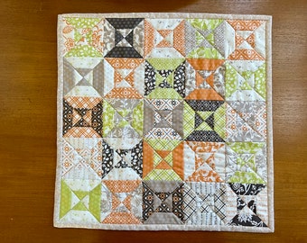 Mini Quilt Table Topper Wall Hanging Hourglass Pattern Pumpkins and Blossoms Fig Tree and Company Moda