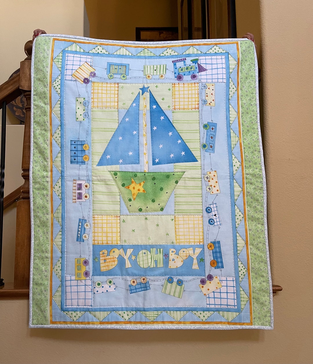 Baby Boy Panel Cotton Fabric Quilt Boy Oh Boy Etsy