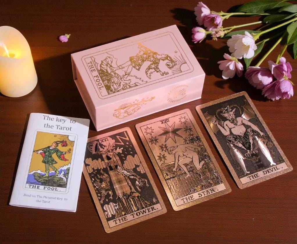 Rose Pink Gold Foil Tarot Deck – Waterproof Oracle Cards - Etsy