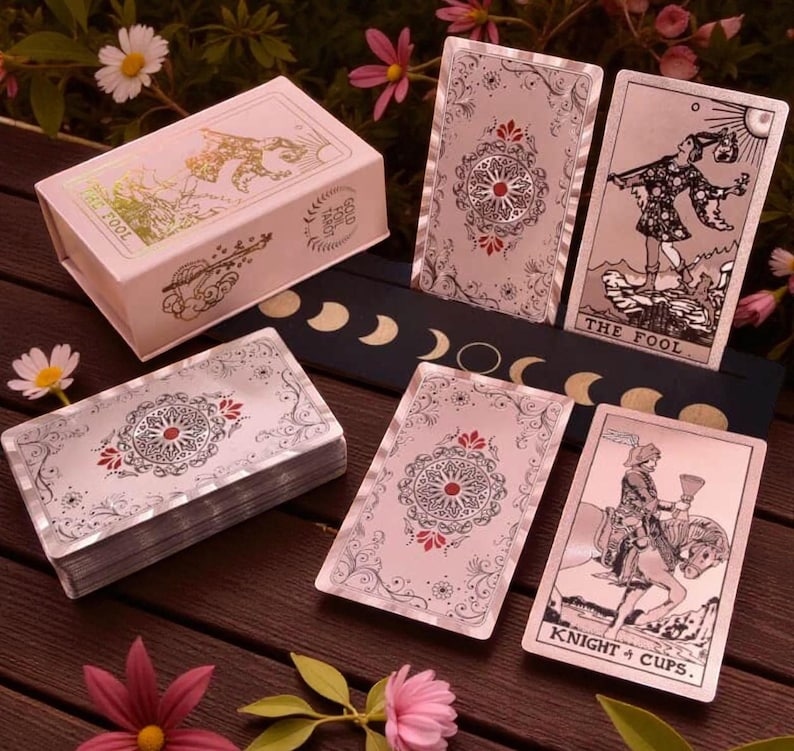 Rose Pink Gold Foil Tarot Deck – Waterproof Oracle Cards - Etsy