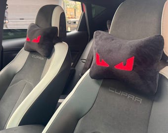 Suede Car Headrest Pillow Set (Pair of 2) - Embroidered Eyes Symbol