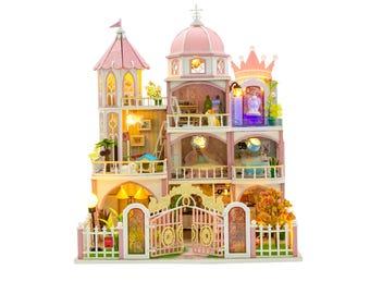 DIY Book Nook Kit Windsor Castle Princess Miniature Dollhouse LED Gift