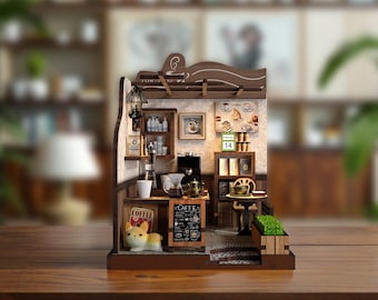 DIY Mini Coffee Shop Kit – Country Café Dollhouse – Book Nook insert