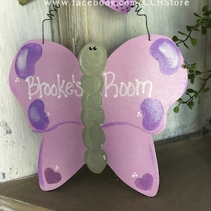 BUTTERFLY door hanger / butterfly nursery decor / custom butterfly sign / butterflies decor / nursery butterfly / kids room door hanger