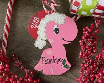 Dinosaur Personalized Ornament Pink Dinosaur Christmas Ornament Personalized Dinosaur Christmas Ornament Child Dinosaur Ornament