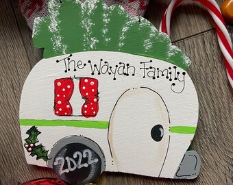 Camper Christmas Ornament / Camping Ornament Personalized / Personalized Tree Camper Ornament / RV Ornament / Campground Gift Name