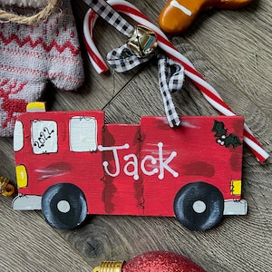 NEW Fire truck Christmas Ornament / Fireman Ornament / Firetruck Personalized Ornament / Firefighter Personalized Ornament / Fire Truck Name