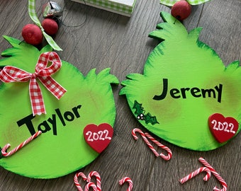 Personalized Grinch Ornaments Holiday Grinch Personalized NAME Grinch Ornament Grinch Who Stole Christmas Theme Sign Grinchmas