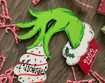 Grinch Ornaments Christmas Tree Cake Personalized Christmas Ornament Personalized NAME Grinch Ornament Grinch Who Stole Christmas Theme Sign