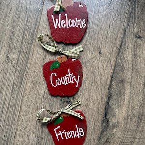 Hand-Painted Apple Welcome Sign | Rustic Farmhouse Kitchen Decor