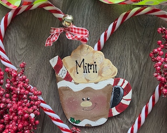 Coffee Ornament Latte Cup Ornament Personalized Handmade Wood Coffee Mug Friend Ornament Coffee Lover Girlfriend Gift Coffee Personalized