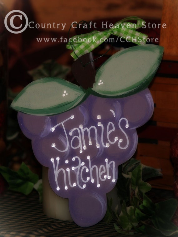 Grape Kitchen Decor Grape Personalized Name Sign Rustic Etsy