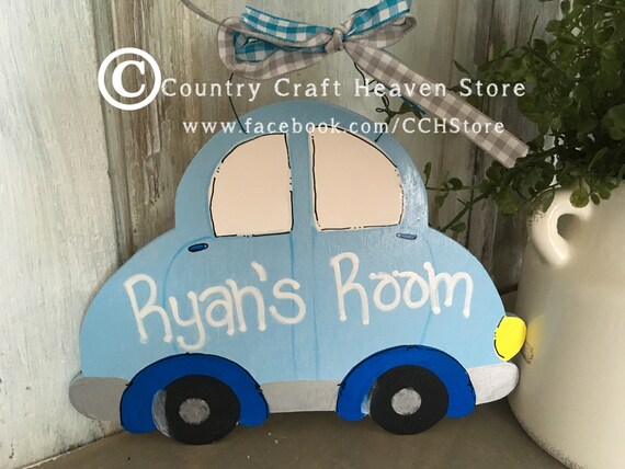 Personalized Kids Door Sign Boys Bedroom Name Plaque Racing Race Cars Door Sign Wall Art Decor Personalized Name Hanger