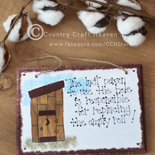 Rustic Outhouse Toilet Paper Sign | Farmhouse Bathroom Wall Decor