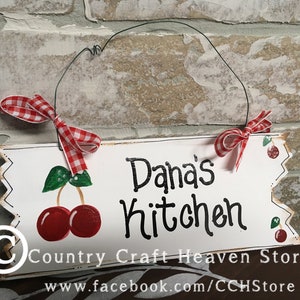 CHERRIES personalized Rustic Kitchen Wall Art Cherry Decor Sign
