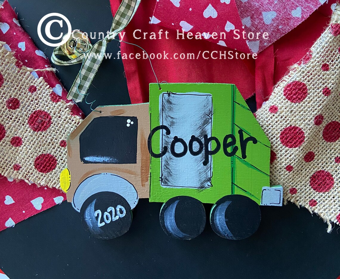 Personalized Garbage Truck Ornament Boys Christmas Ornament Etsy