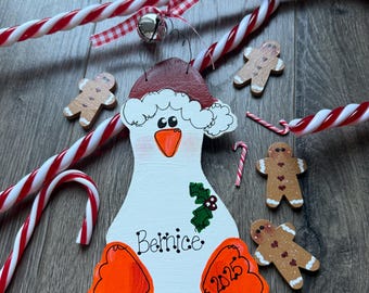 Personalized Christmas Goose Ornament, Farmhouse Style
