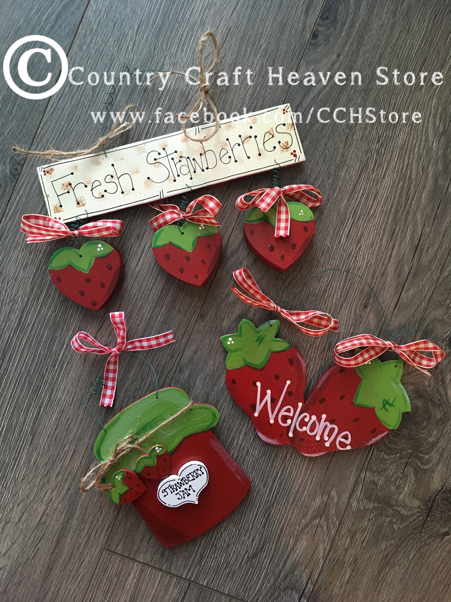 Rustic Strawberry Sign Hand-painted Strawberry Farmhouse Sign | Rustic Kitchen Decor - Etsy