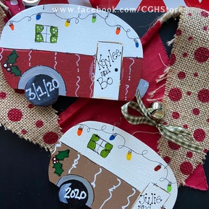 Camper Personalized Christmas Ornament Camping RV Family Gift Name Sign Door Hanger Camping Wreath Personalized Camping Door Hanger Gift