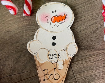 Ice Cream Ornament Personalized Ice Cream Cone Ornament Christmas Ice Cream Ornament Bakery Ornament Ice Cream Christmas Ornament