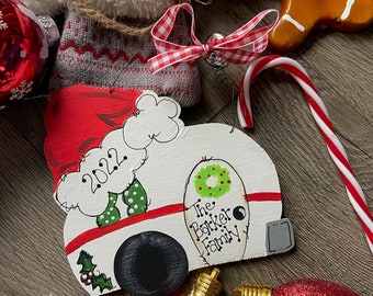 NEW Camper Christmas Ornament / Camping Ornament Personalized / Personalized Santa Camper Ornament / RV Ornament / Campground Gift Name